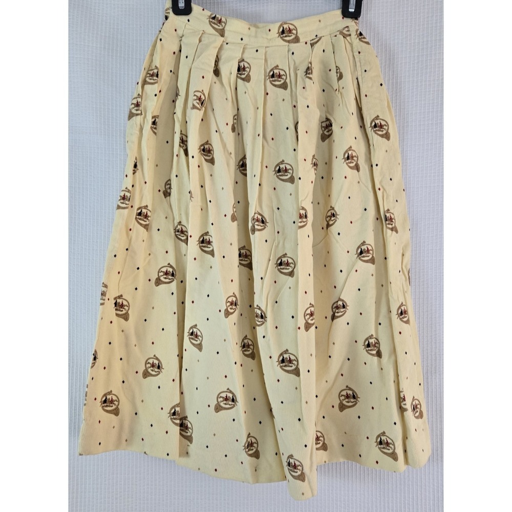 Villager women's equestrian 100% Cotton A-line Pleated Corduroy Skirt size 4 - Picture 6 of 8